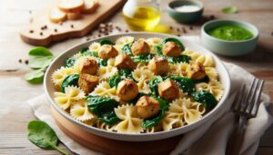 Farfalle mit cremigem Spinat und Tofu Bällchen: Ein einfaches und nahrhaftes Rezept 6 Farfalle mit cremigem Spinat und Tofu Baellchen Ein einfaches und nahrhaftes Rezept
