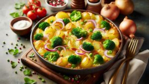 Köstlicher Kartoffelauflauf mit Brokkoli und Zwiebeln - das perfekte Familienessen! 6 Koestlicher Kartoffelauflauf mit Brokkoli und Zwiebeln