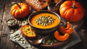 Köstliches Herbstrezept: Kürbissuppe mit frischem Kürbiskernbrot - einfach und anpassbar 6 Kuerbissuppe mit frischem Kuerbiskernbrot