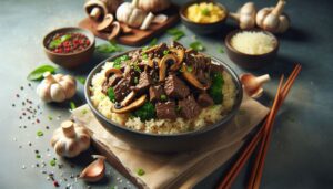 Funghi Reis mit Rindfleisch und Knoblauch Soße: Ein einfaches und köstliches Gericht zum Ausprobieren 6 Funghi Reis mit Rindfleisch und Knoblauch Sosse