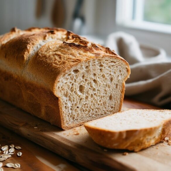 Dinkelbrot selber backen: saftiges Rezept ohne Sauerteig Frisch gebackenes Dinkelvollkornbrot mit knuspriger Kruste, angeschnitten auf einem Holzbrett