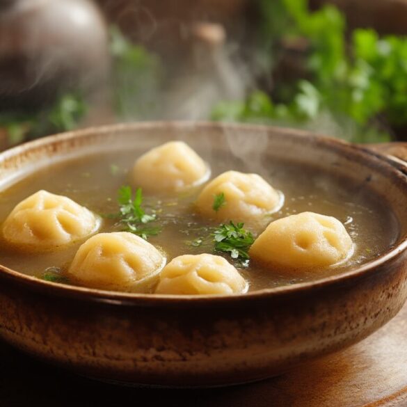 Grießknödel Rezept: locker und gelingsicher selbst gemacht Klassische Grießknödel als Suppeneinlage in klarer Brühe mit frischer Petersilie
