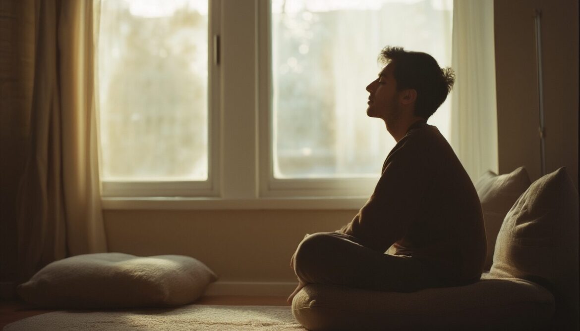 Person sitzt meditierend am Fenster und wirkt nachdenklich – Sinnbild für mögliche Nachteile von Meditation