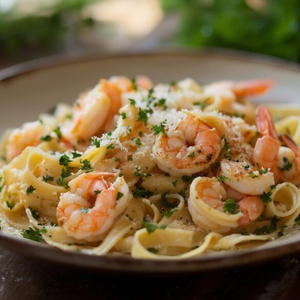 Tagliatelle mit Scampis in Weißweinsoße – elegantes Pasta-Gericht in 25 Minuten Tagliatelle mit Scampis in cremiger Weißweinsoße, bestreut mit Petersilie und Parmesan